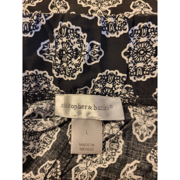 NWT Christopher & Banks Black Baroque Wide Leg Capri Pants Women's Size Large - Picture 3 of 11